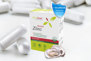 Compléments alimentaires naturels riches en zinc et probiotiques.