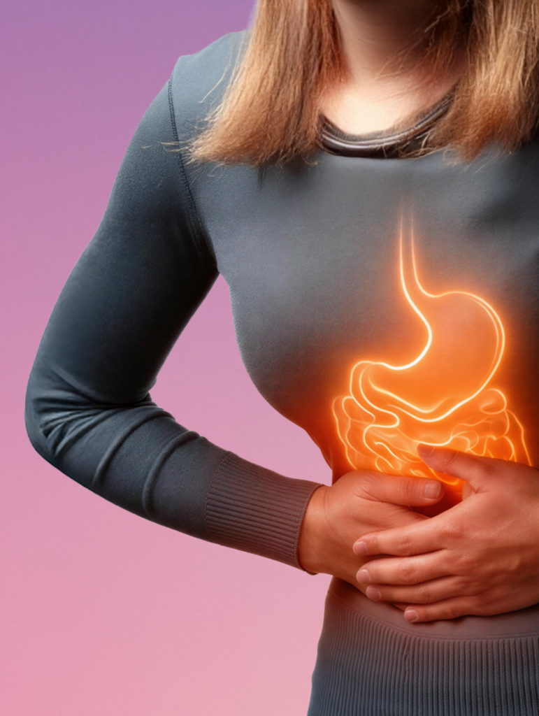 femme souffrant du Reflux gastro-œsophagien et article phytoquant sur les causes, symptômes et solutions naturelles pour le soulager
