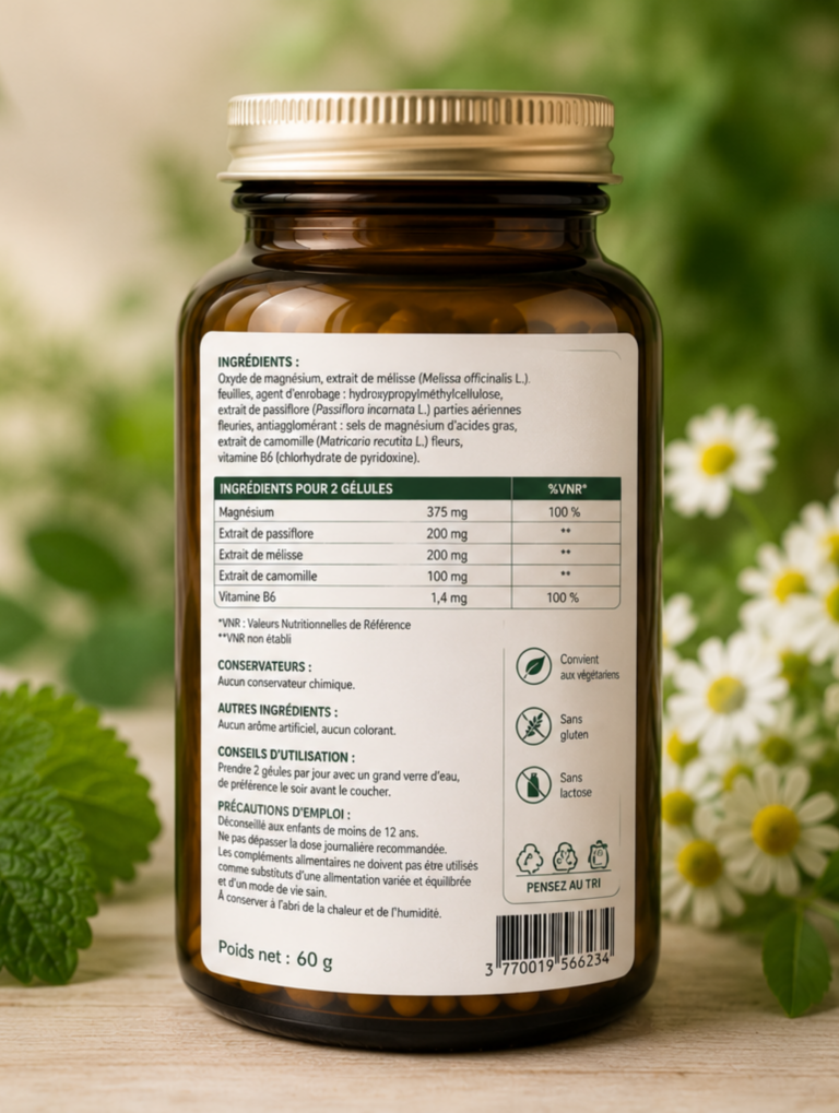 etiquette complement alimentaire ingredients conservateurs